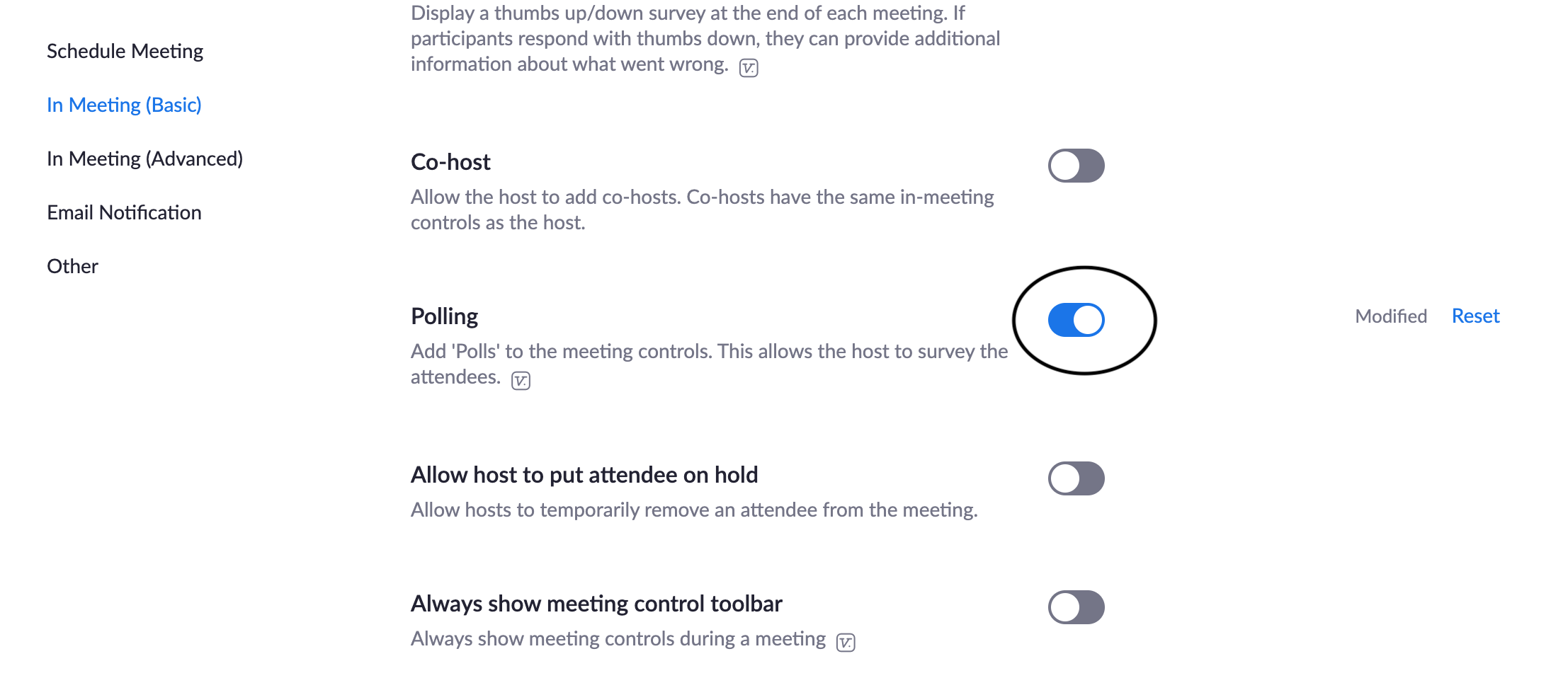 Polling within Settings